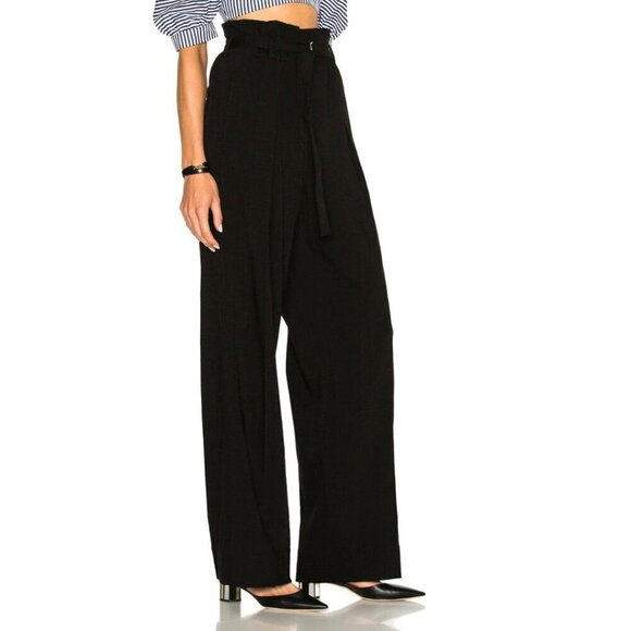 3.1 Phillip Lim Wide Leg Pants Womens 6 Black Paperbag High Waist Cinch Trouser - Picture 3 of 6